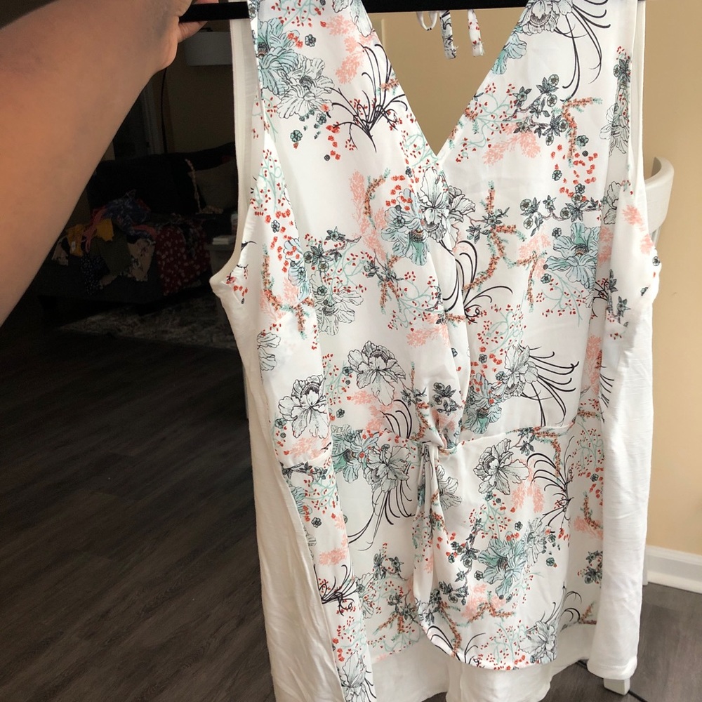 white printed blouse